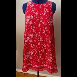 Max Studio Swing Dress - Red With Pink Flowers - Large